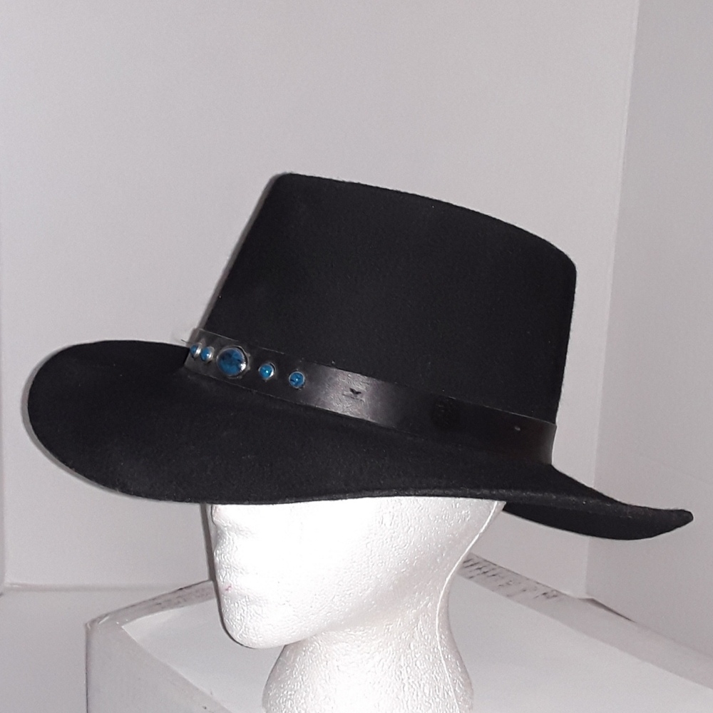 Websters Black Felt Western Gambler's Hat - Vintage - Medium - HTF